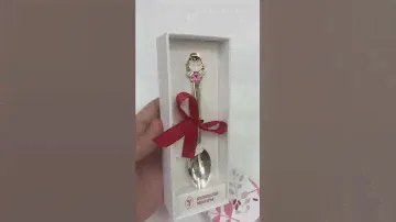 Серебряная детская ложка «Ангел девочка» с эмалью