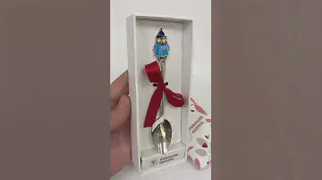 Серебряная детская ложка «Совёнок» с эмалью